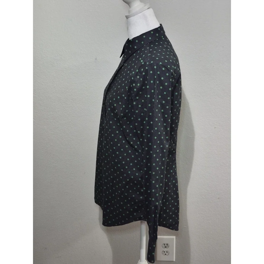 Lauren Ralph Lauren‎ Stretch Non-Iron Green Polka Dot Button Down Shirt Sz M